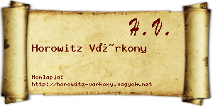 Horowitz Várkony névjegykártya